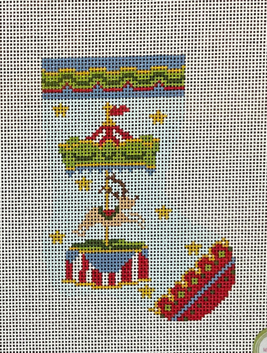 Blue Reindeer Carousel Mini Stocking