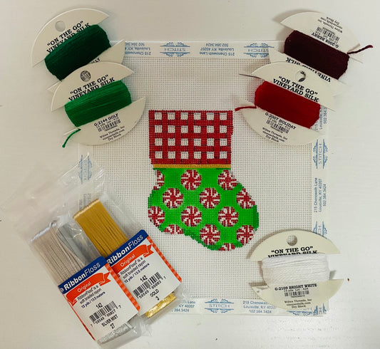 KITDAY TUESDAY-Peppermint Mini Sock including premium threads - Only 1 Available - $95 -30% Off =Sale Price $66.50