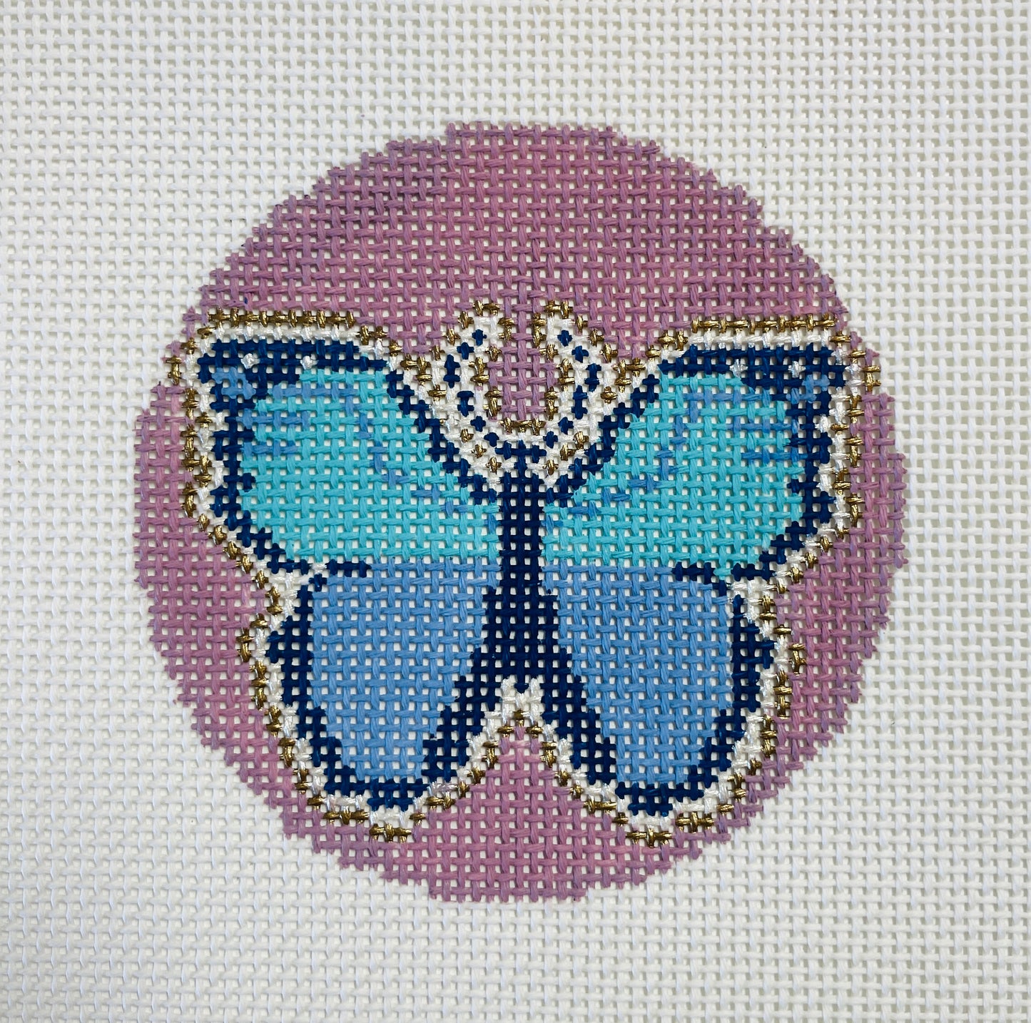 Butterfly Round Blue Aqua Purple