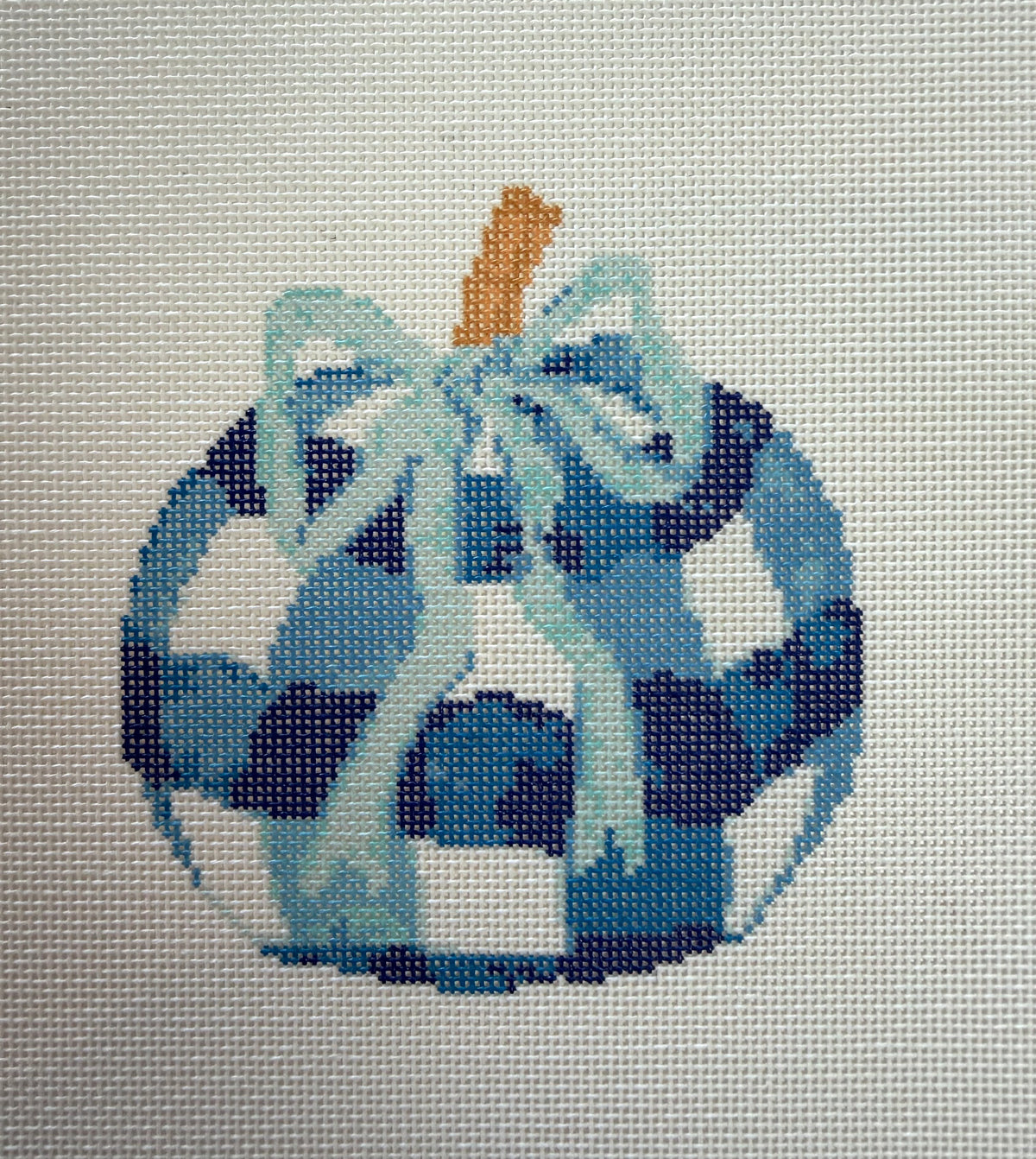 Blue Gingham Pumpkin with Bow