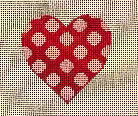 Heart Pink with Red Polka Dots