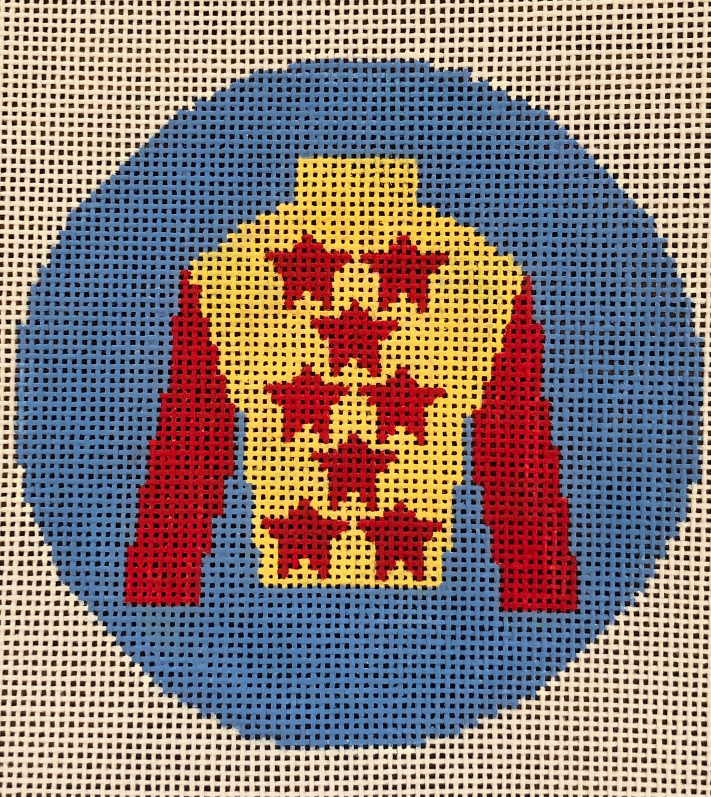 Jockey Silk Yellow with Red Stars on Blue