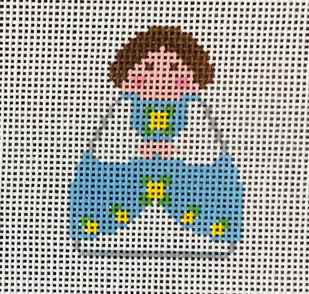 Georgette Angel Blue with Yellow Flowers