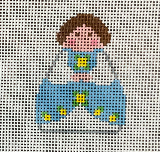 Georgette Angel Blue with Yellow Flowers