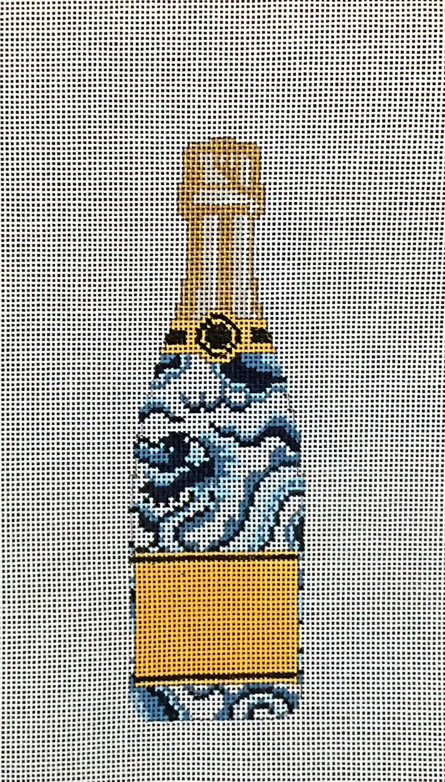 Champagne Bottle Blue Chinoiserie