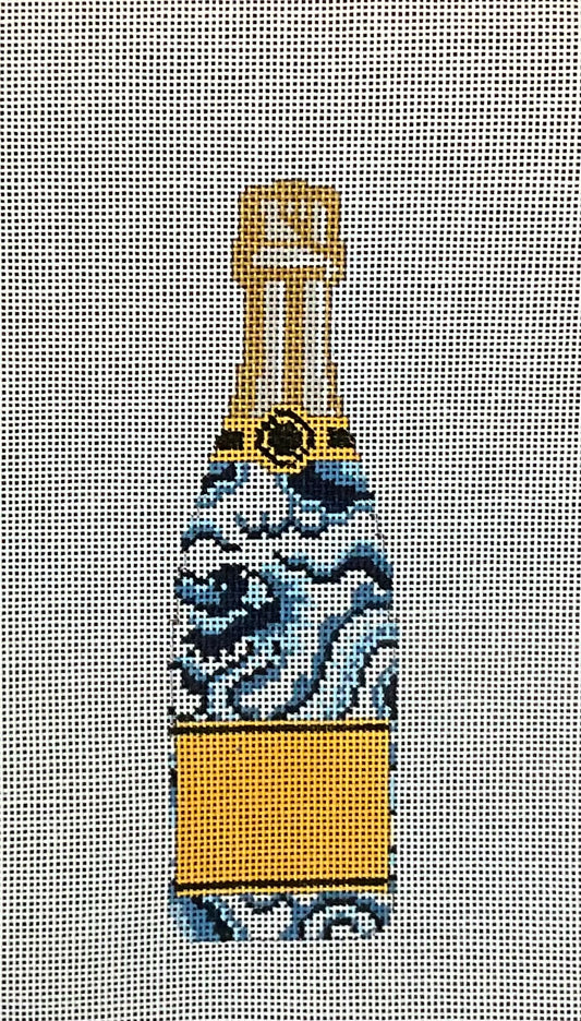 Champagne Bottle Blue Chinoiserie