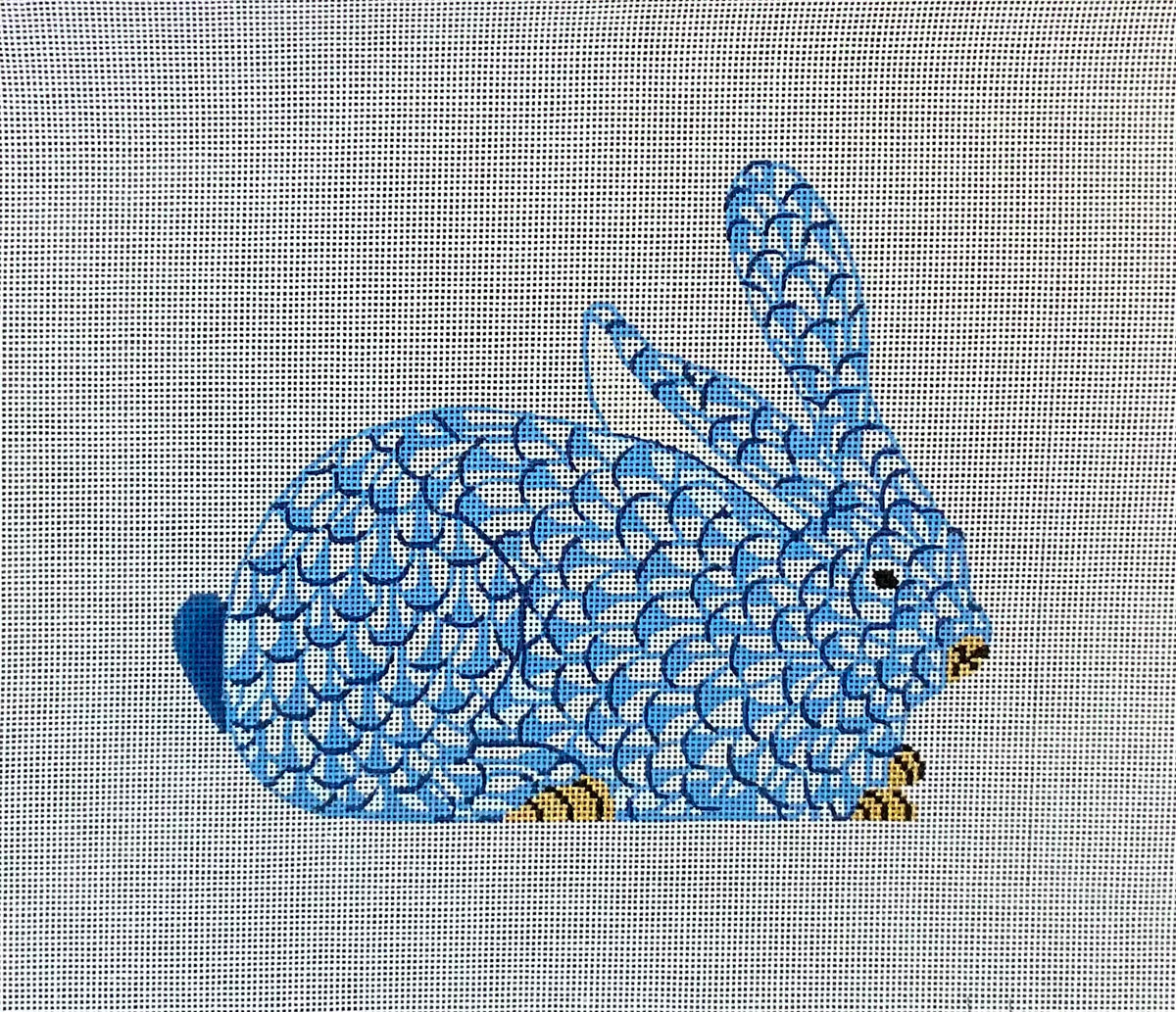 Herend Bunny Blue Facing Right