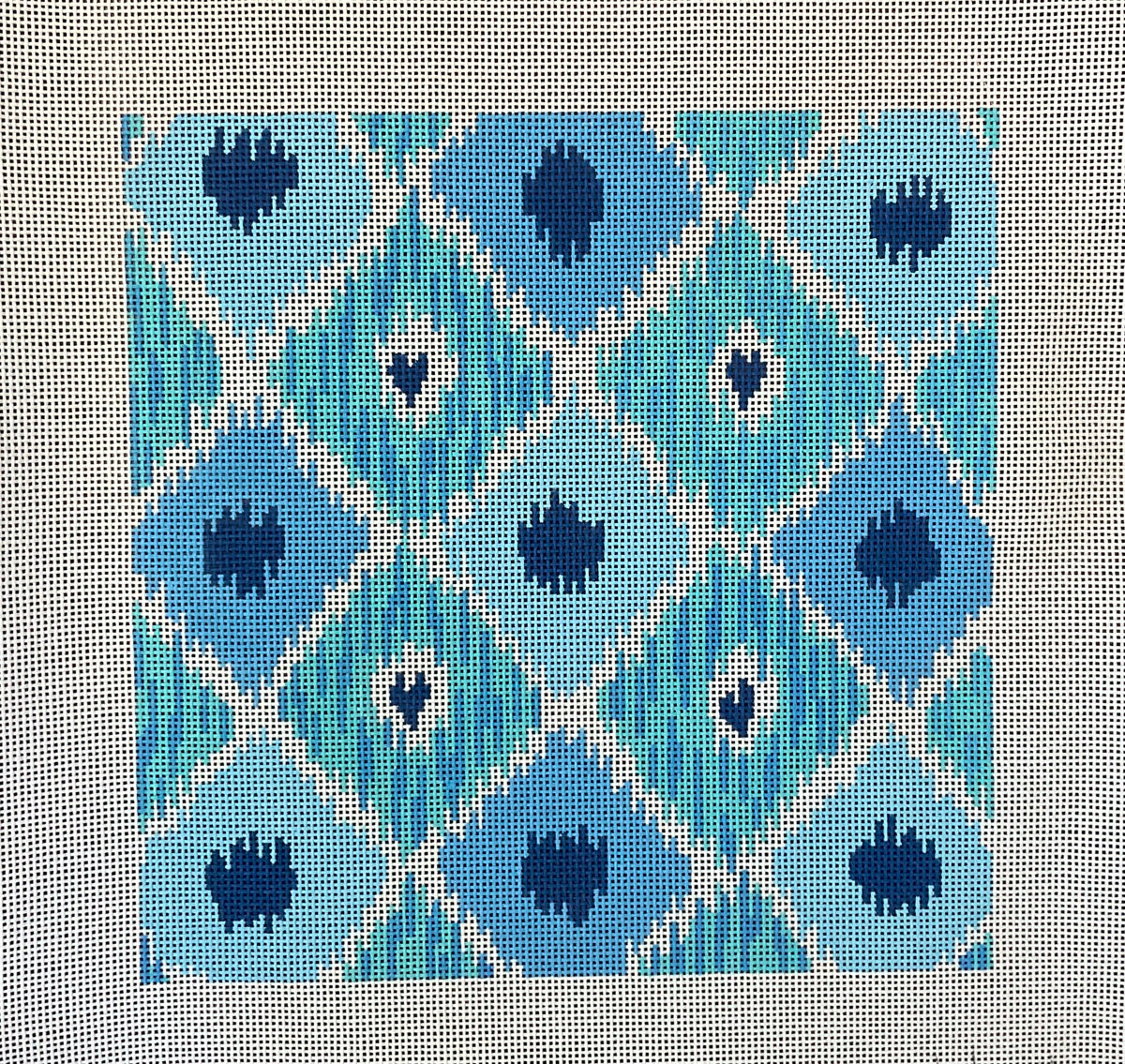 Ikat Diamonds with Four Hearts - Indigo Blues