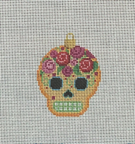 Sugar Skull Ornament Gold