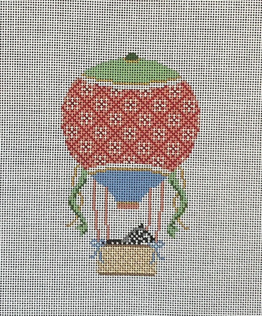 Coral and Green Hot Air Balloon with Zebra