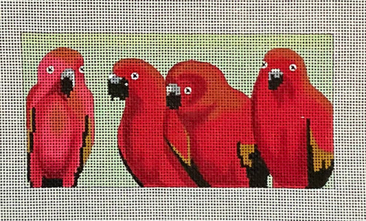 Four Red Parrots Inserts