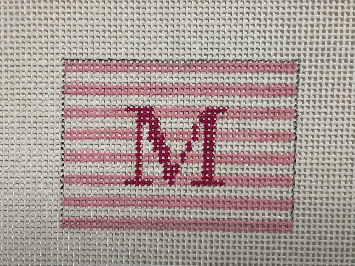 Luggage Tag Insert M on Pink Stripes