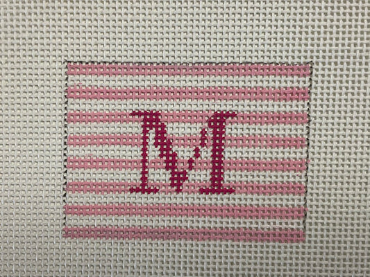 Luggage Tag Insert M on Pink Stripes
