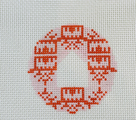 Orange/Pink Pagoda Round Needlepoint Canvas