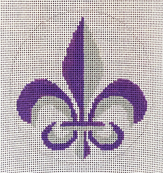 Fleur De Lis Grey/Purple on White Round (2 toned)