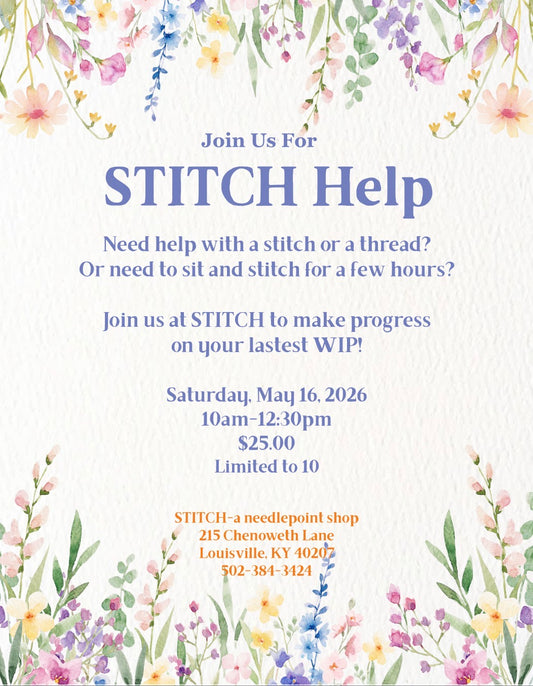 STITCH HELP Saturday, May 16, 2026 10am-12:30pm