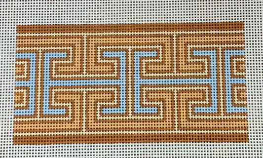 Purse Insert Brown Blue Greek Key