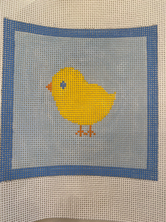 Chick on Blue Square