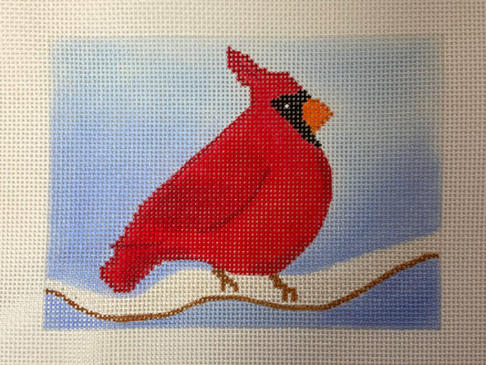 Cardinal bird on blue