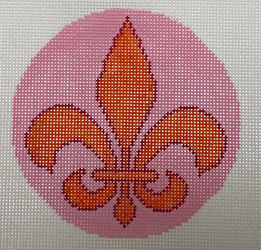 Fleur De Lis Orange on Pink