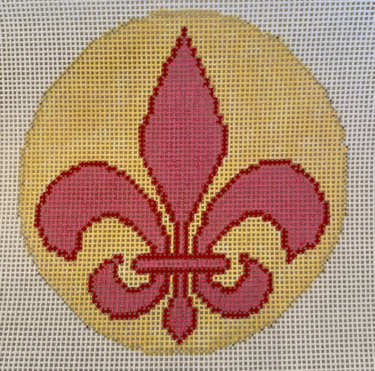 Fleur De Lis Pink on Yellow