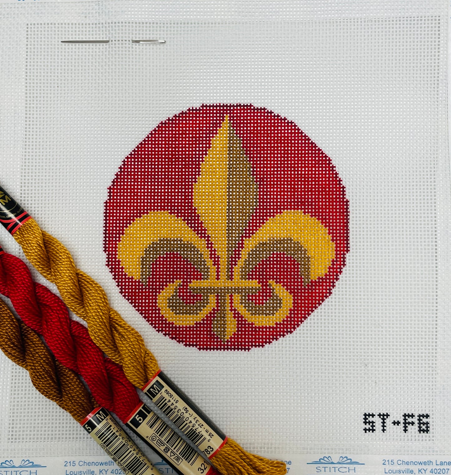 Fleur De Lis Gold on Red (2 toned) Kitted with Thread