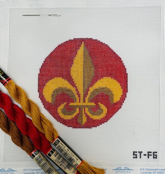 Fleur De Lis Gold on Red (2 toned) Kitted with Thread