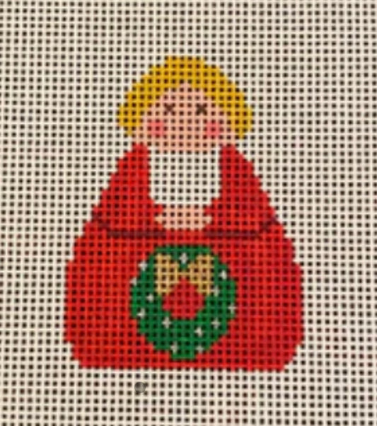 Angel Georgette Red with Green Wreath