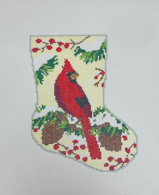Cardinal on Pine Cones Mini Stocking