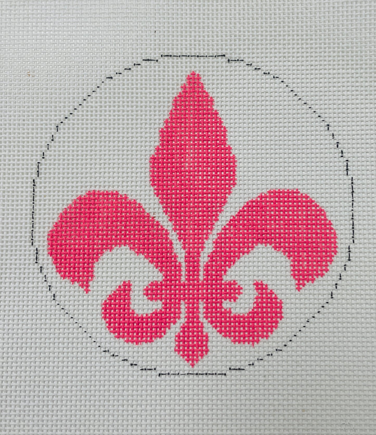 Fleur De Lis Pink Kit on White 18 Mesh