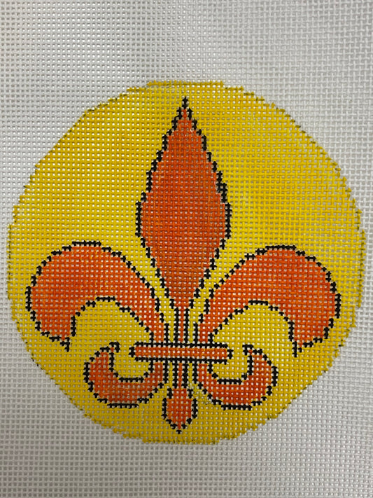 Fleur De Lis Orange on Yellow