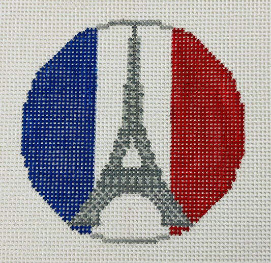 Paris Eiffel Tower on French Flag Round