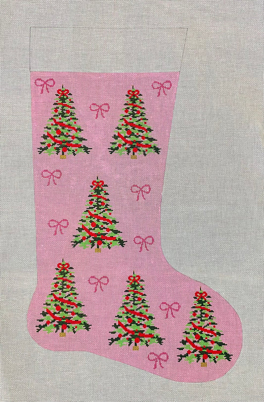 Stocking Christmas Trees on Pink