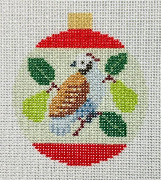 Round 12 Days of Christmas Bauble Partridge in a Pear Tree