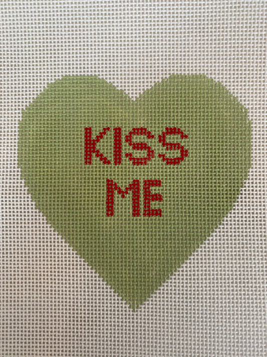 Candy Heart Kiss Me on Green