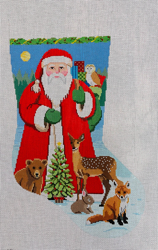 Stocking Santa With Baby Forest Animals