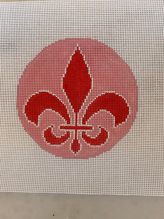 Fleur De Lis Red on Pink