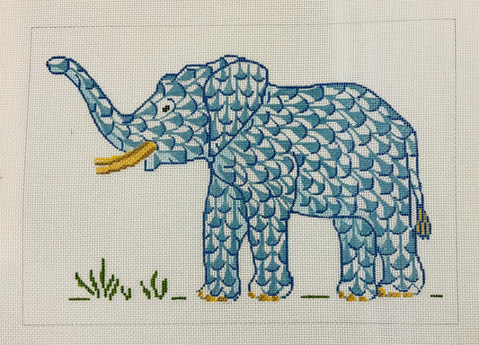 Herend-inspired Fishnet Elephant with Trunk Up