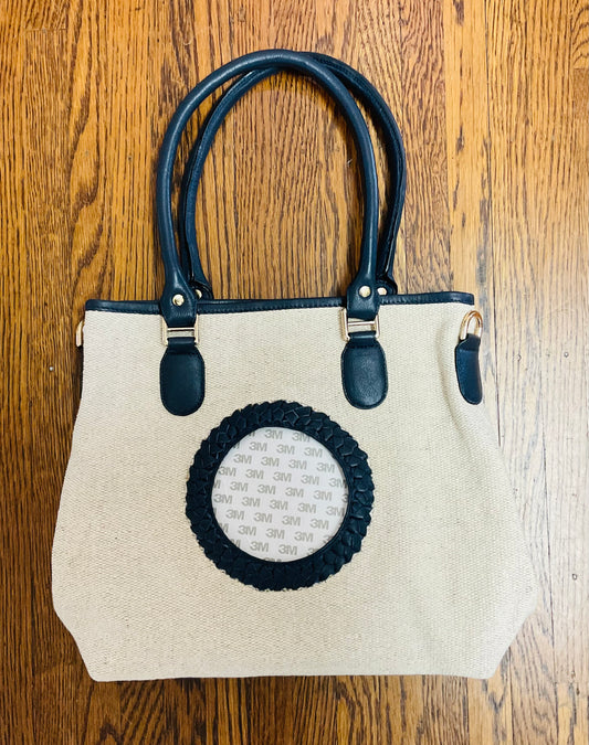 Canvas Tote with Leather Trim 4” Insert