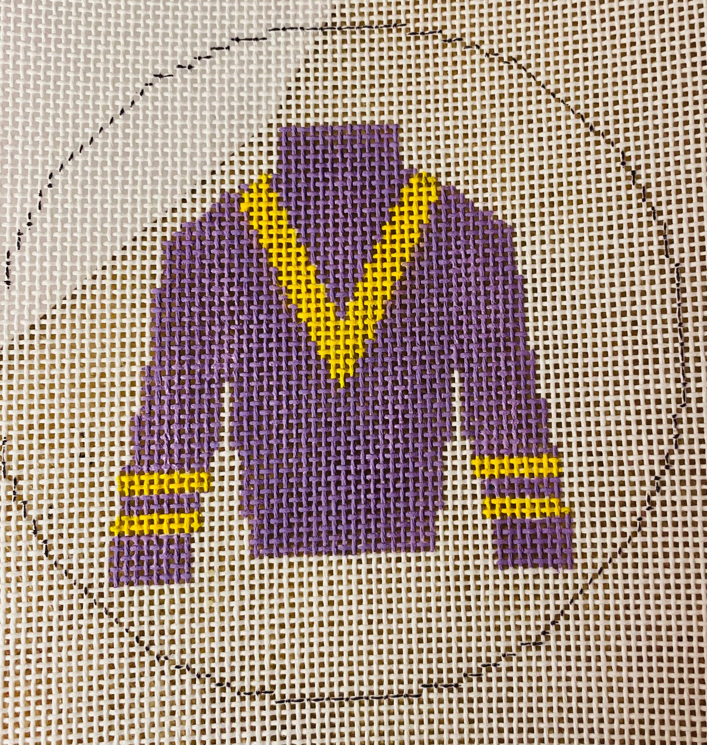 Jockey Silk Purple with Yellow “V” Round