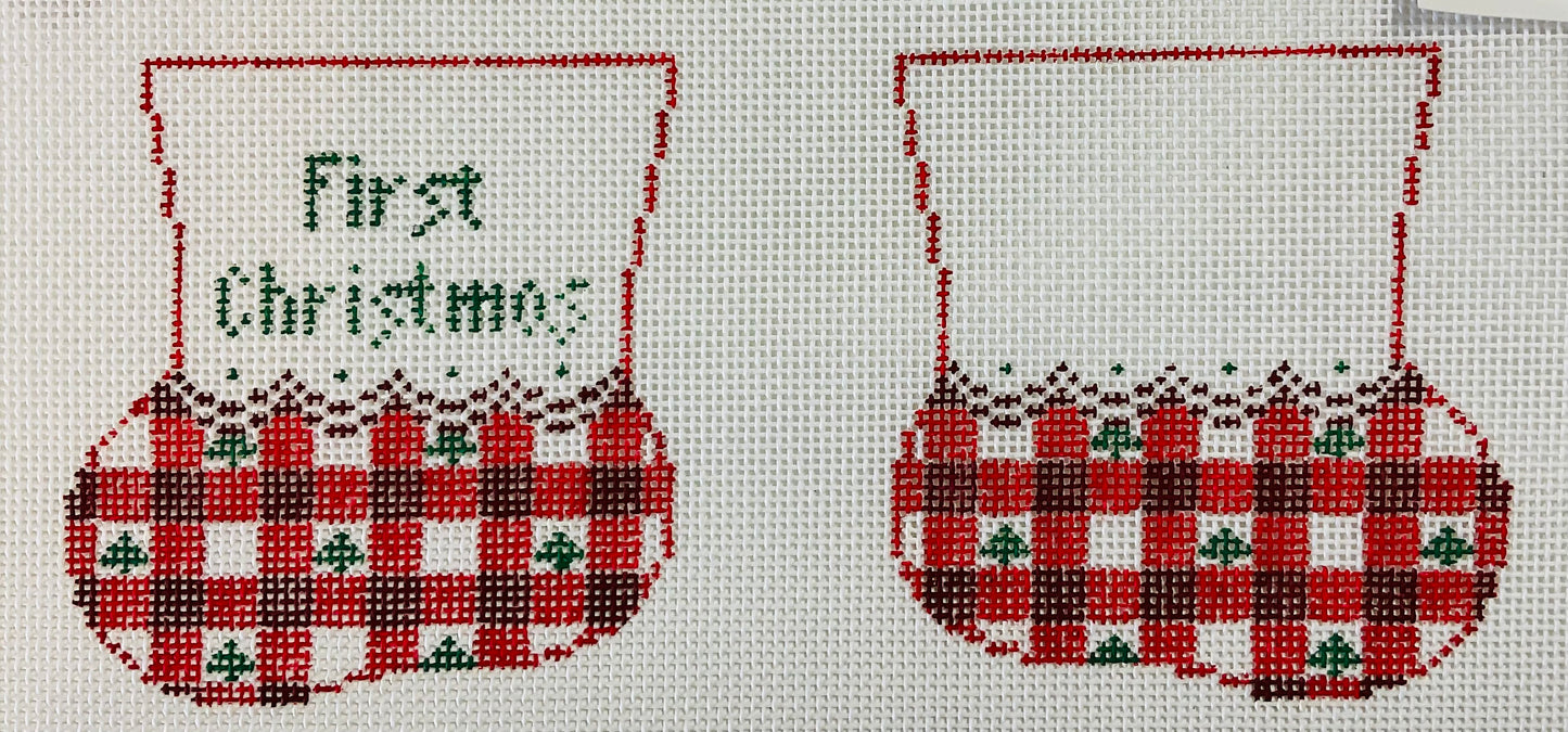 1st Christmas Red Gingham Booties