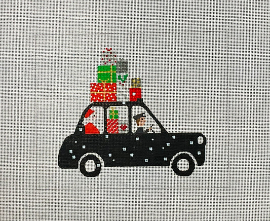 London Christmas - Cab with Santa and Gifts