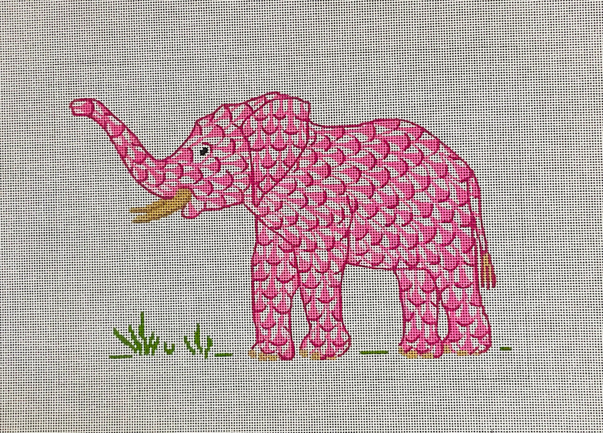 Herend Inspired Elephant Pink with Trunk Up