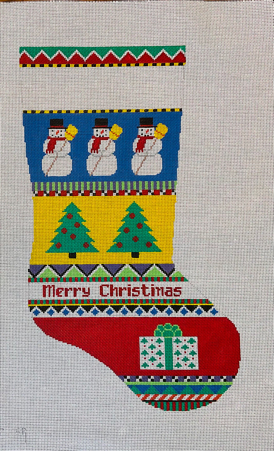 Stocking Bold Stripe Snowman