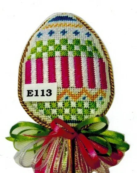 Egg with Checkerboard Stripes and Stitch Guide