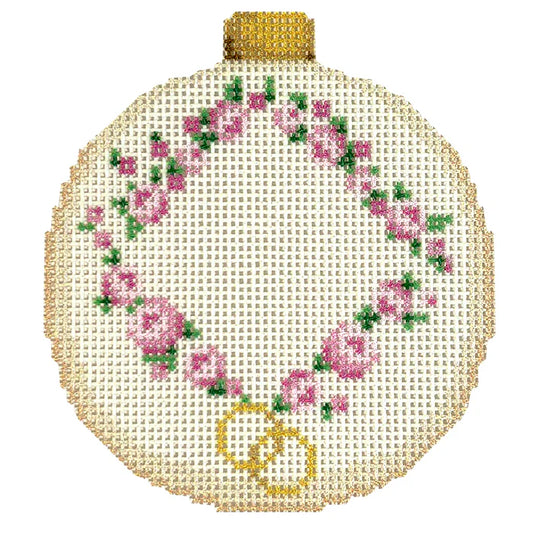 Rosebud Wreath Monogram Ornament