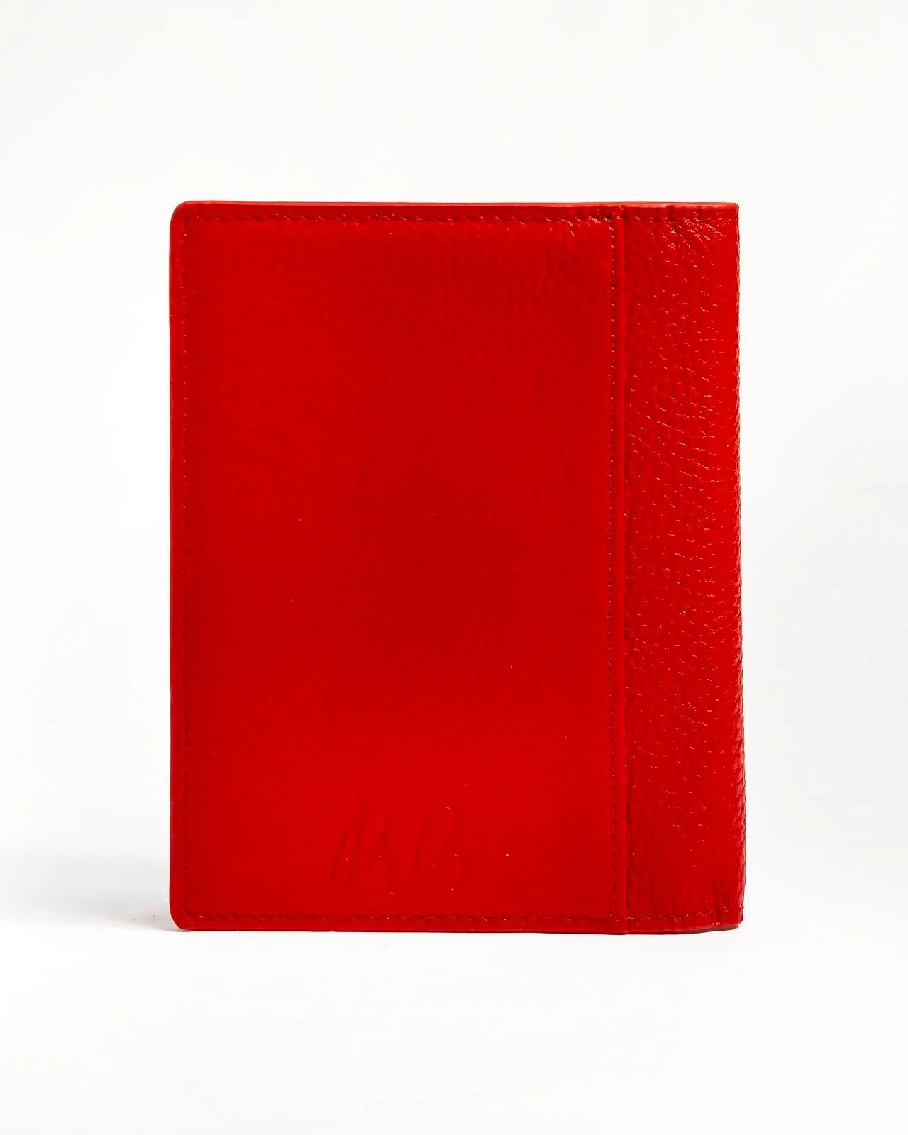 Self-Finishing Leather Passport Cover - Pebble Red