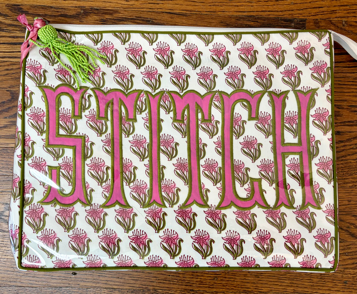 STITCH Bright Pink & Green Floral Project Bag