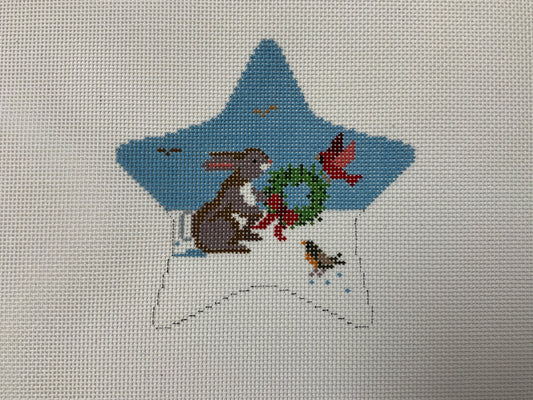 Ornament Star Rabbit with Birds