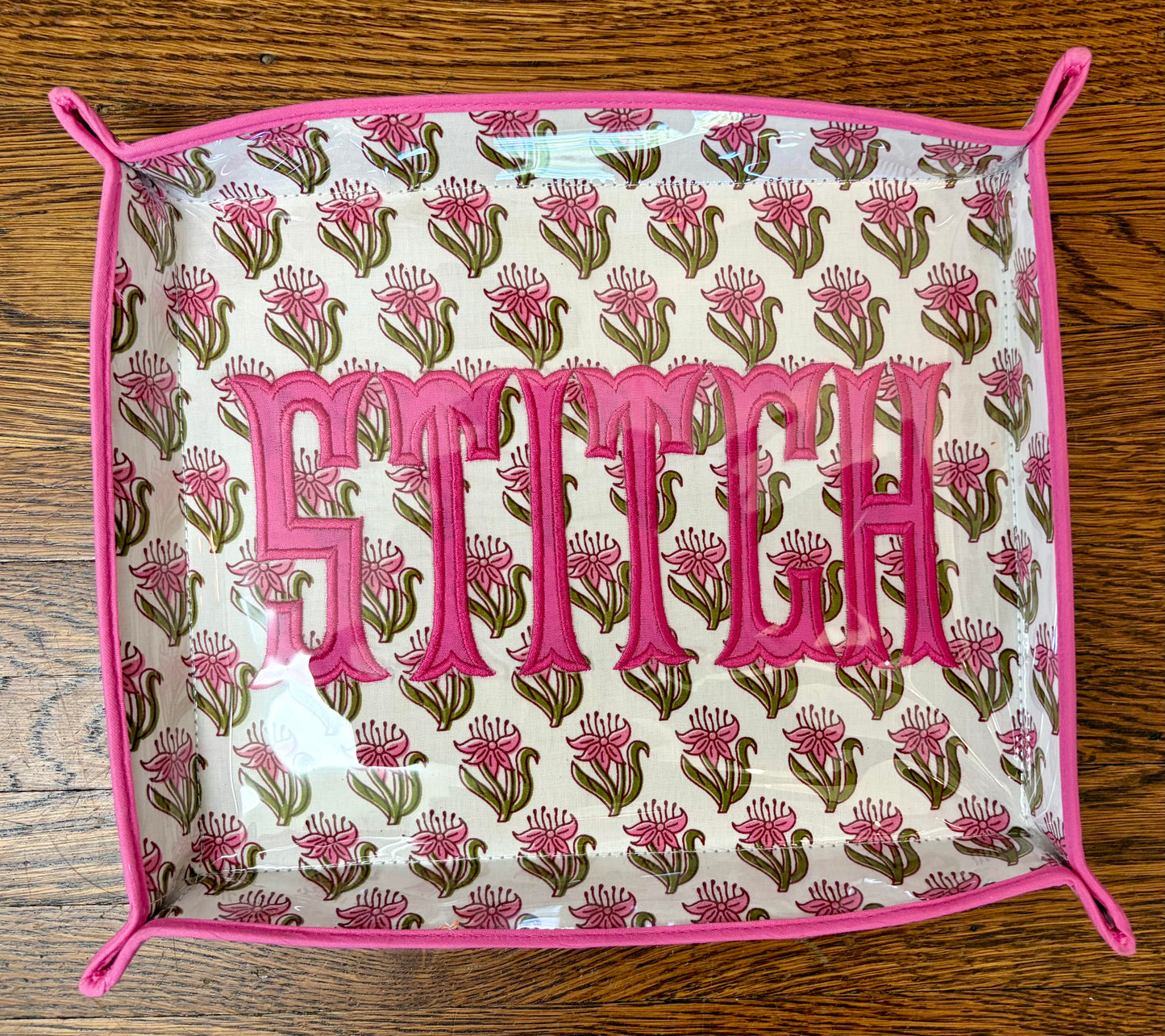 STITCH Bright Pink & Green Floral Snap Tray